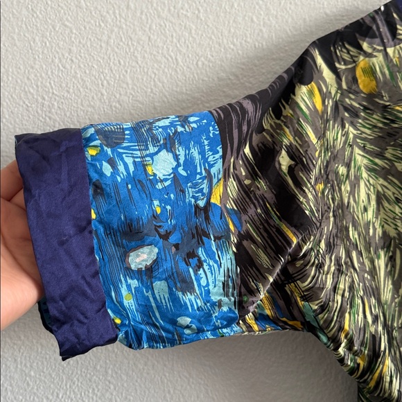 YASB 100% Silk Artistic Print Tunic Dress Size Small - Picture 2 of 6